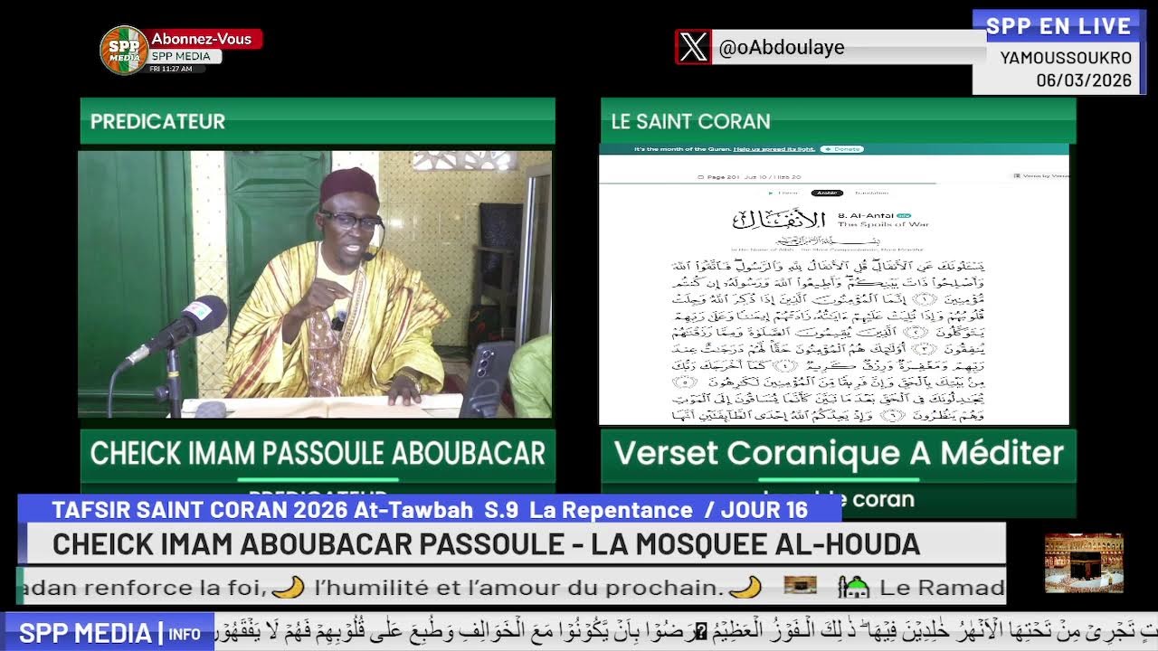 TAFSIR SAINT CORAN 2026 - CHEICK IMAM ABOUBACAR PASSOULE - LA MOSQUEE AL-HOUDA