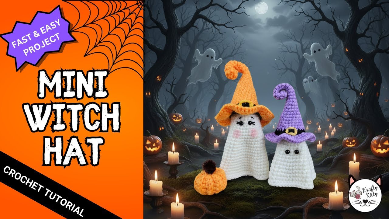 MINI WITCH HAT CROCHET TUTORIAL | FALL CROCHET | HALLOWEEN CROCHET TUTORIAL | EASY CROCHET TUTORIAL