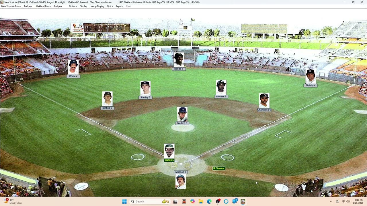Action PC Baseball 8-12-75 New York Y at Oakland