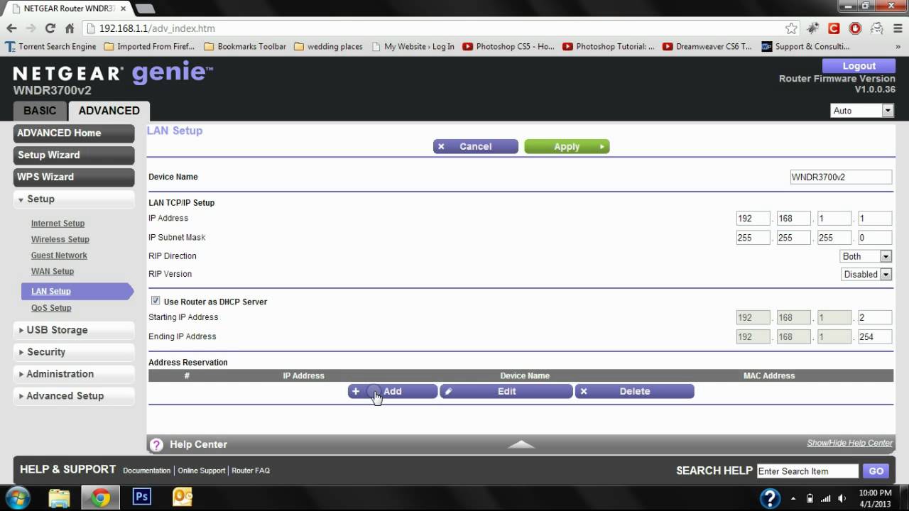 How to assign an internal static IP for a Netgear Router