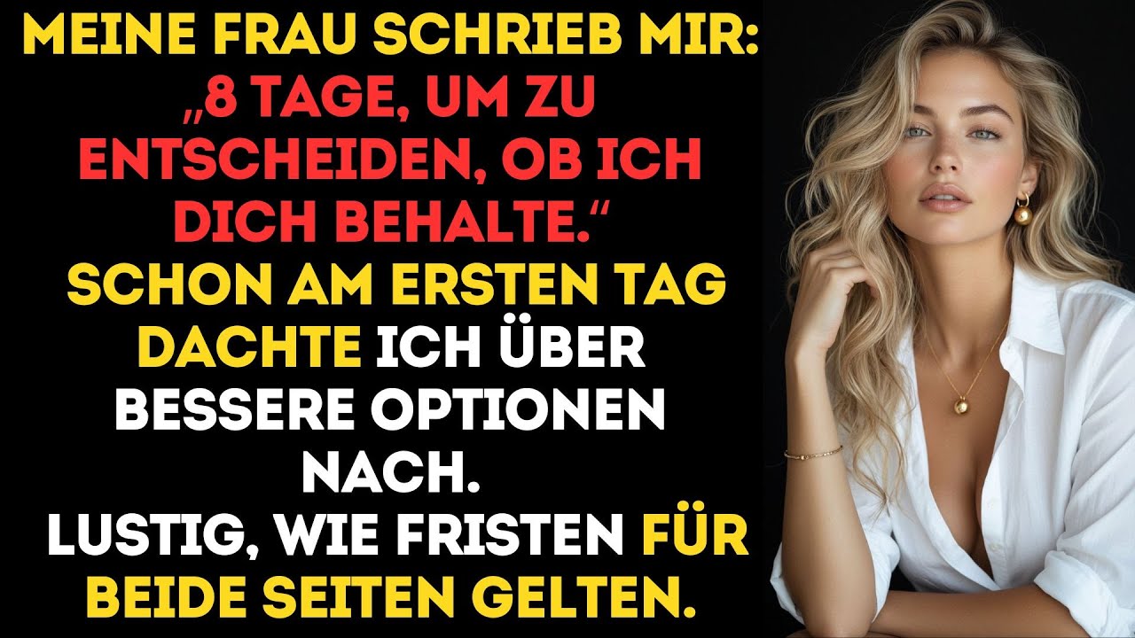 Meine Frau setzte mir eine Acht-Tage-Frist, um mich zu „halten“, doch meine ruhige Antwort zeigte...