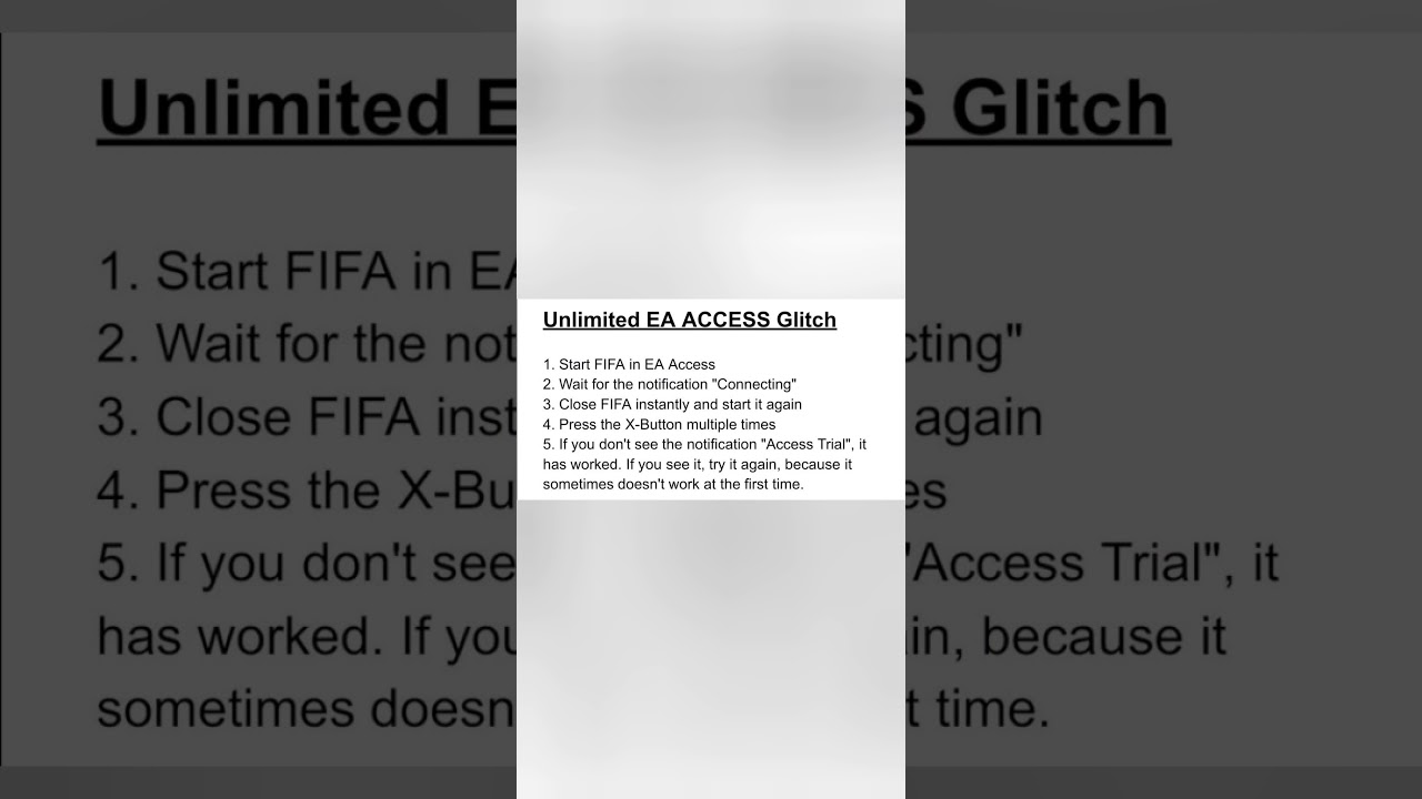 FIFA 20 EA Access Glitch