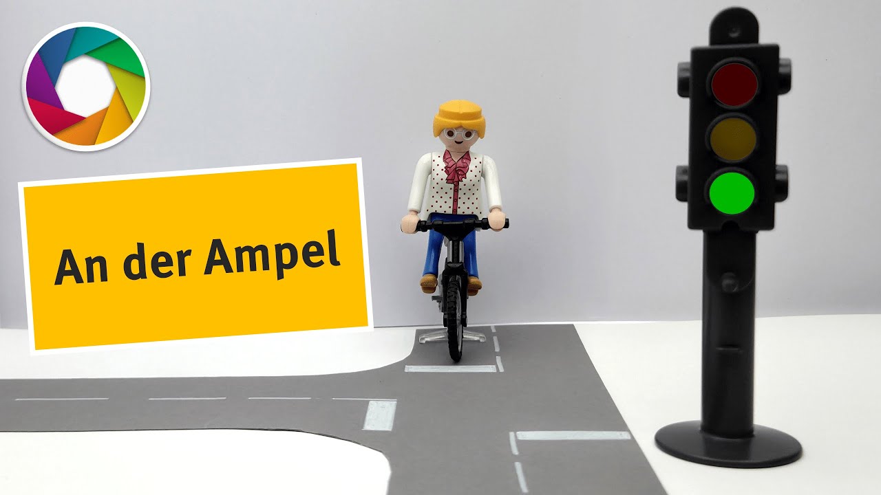 Mit dem Fahrrad an der Ampel