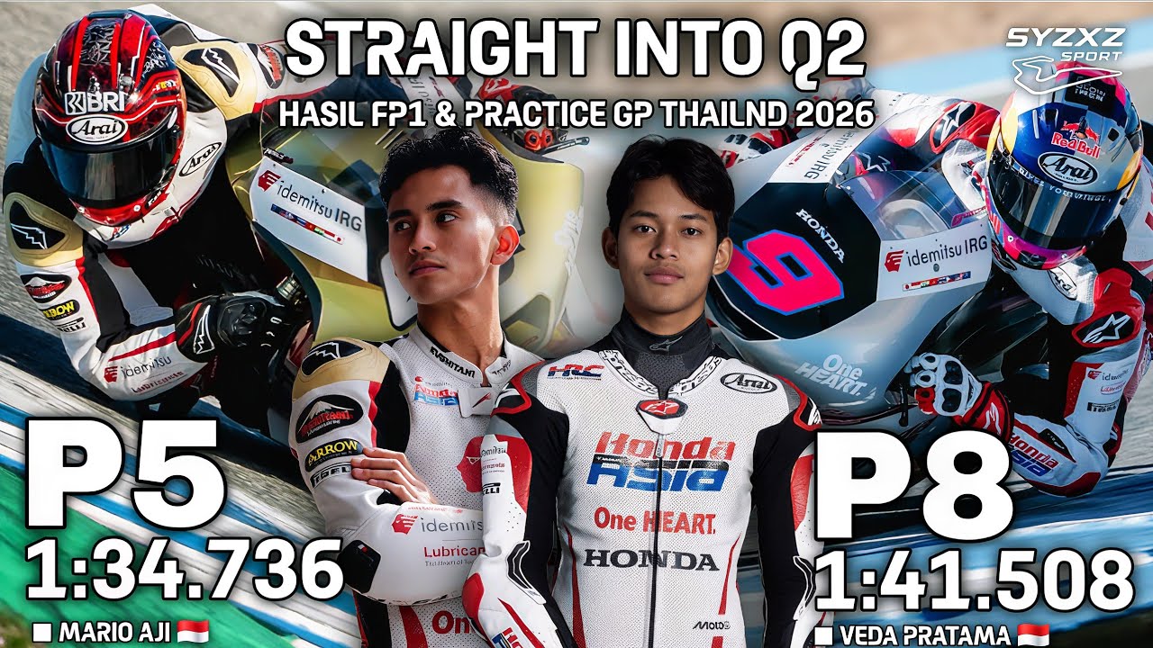 SEJARAH! Veda Ega & Mario Aji Langsung tembus Q2 Moto2 Moto3 Thailand 2026!