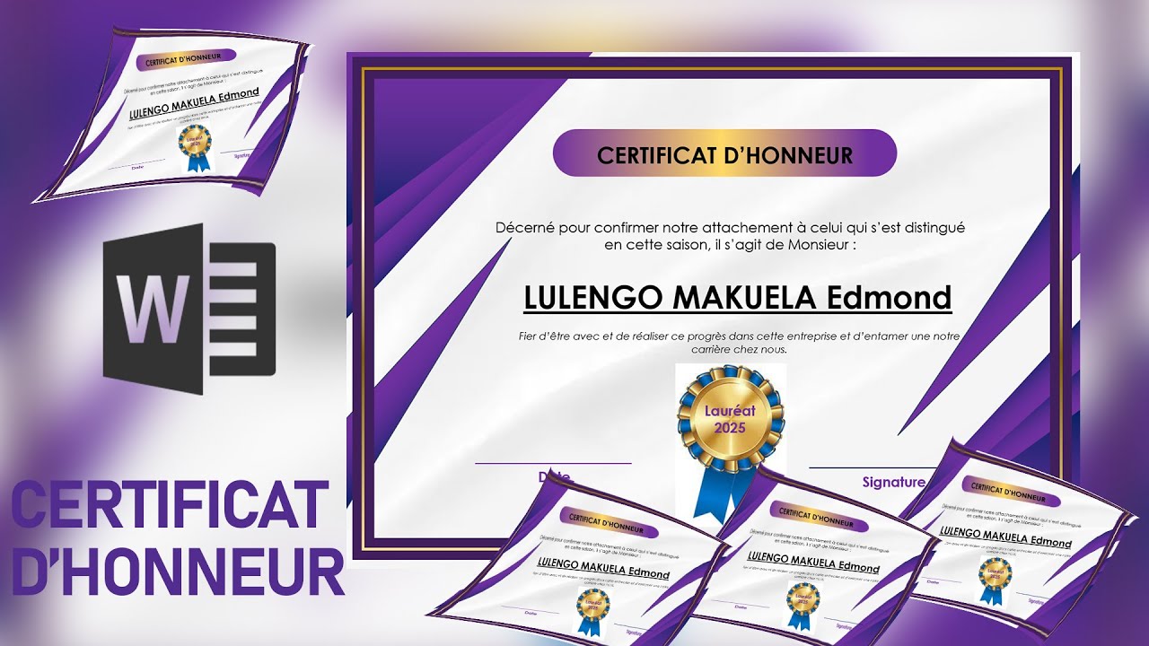 Création d'un Certificat Professionnel avec Ms Word en 2025