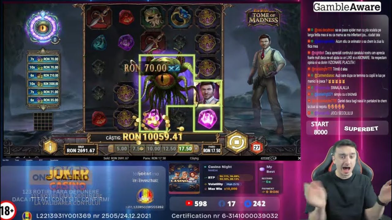 CEL MAI MARE CASTIG EVER LA TOME OF MADNESS PRINS LIVE! Aparate Pacanele Slots Live! PragmaticPlay