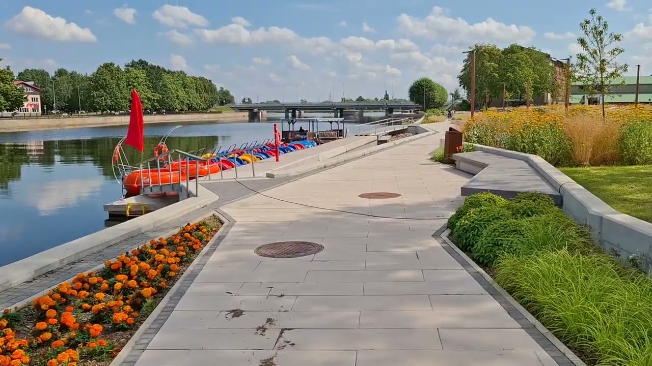 Liepāja (Libau/Liepoja) - Atjaunotais K.Zāles laukums un promenāde pie Tirdzniecības kanāla, 2025