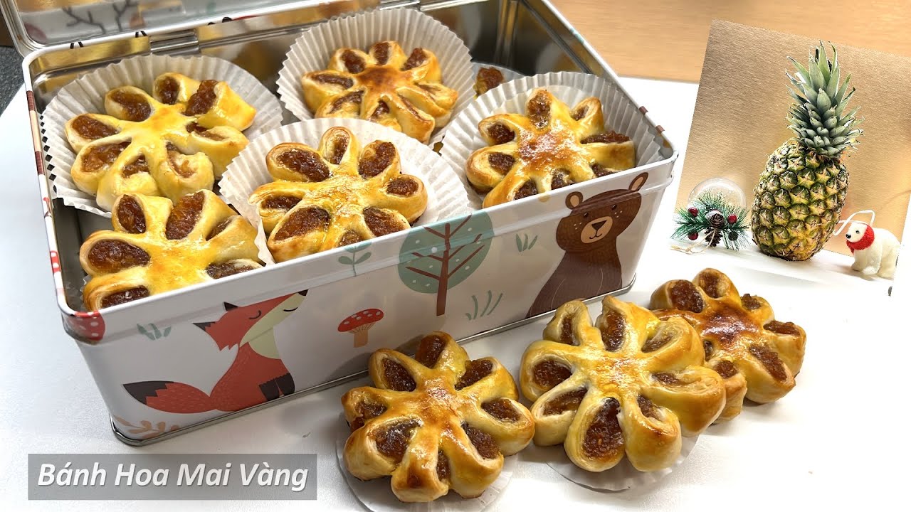 Bánh Hoa Mai Vàng Việt Nam Nhân Khóm| Dứa. Golden Cake VietNam With Pineapple Filling ( Phụ Đề).