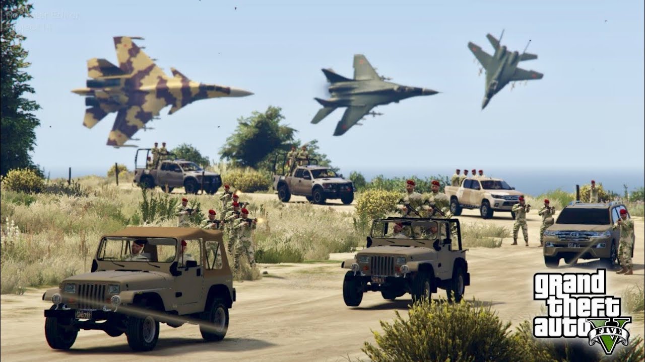 Fighter Jet Air Raid on Army Convoy | GTA 5 Cinematic