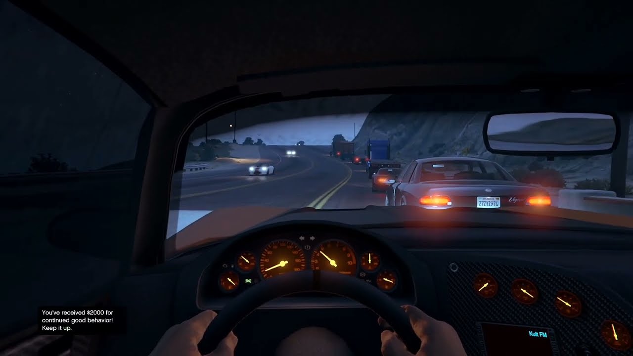 Highway Night Drive in GTA Online | First-Person • No HUD