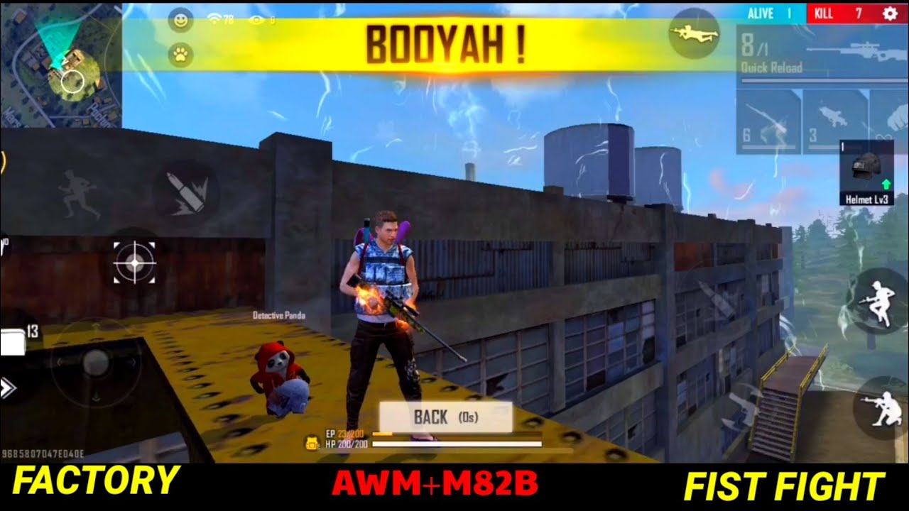 FREE FIRE FACTORY KING FIST FIGHT - FF FACTORY ROOF OVERPOWER AWM SNIPING BOOYAH - GARENA FREE FIRE