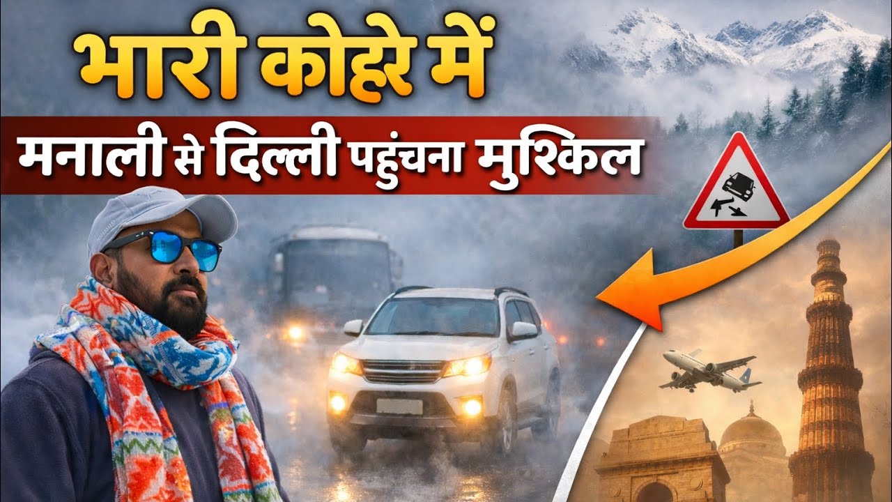 भारी कोहरे में मनाली से दिल्ली पहुंचना मुश्किल 🌨️ Manali To Delhi Roadtrip In Fog