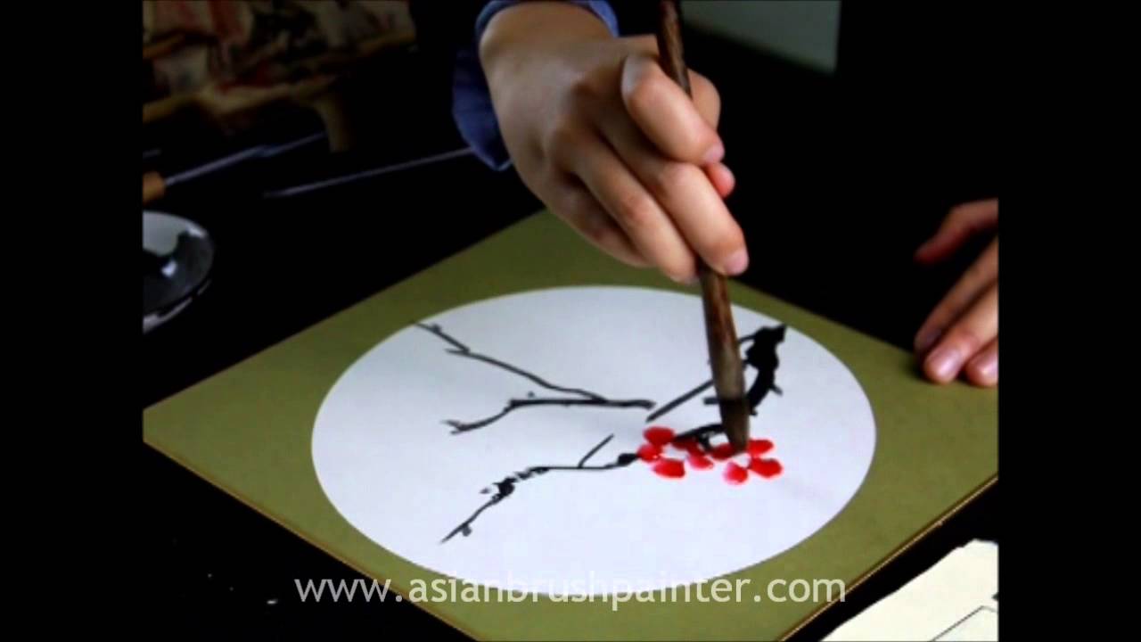 Practicing the wonderful art of sumi-e painting Plum Blossom