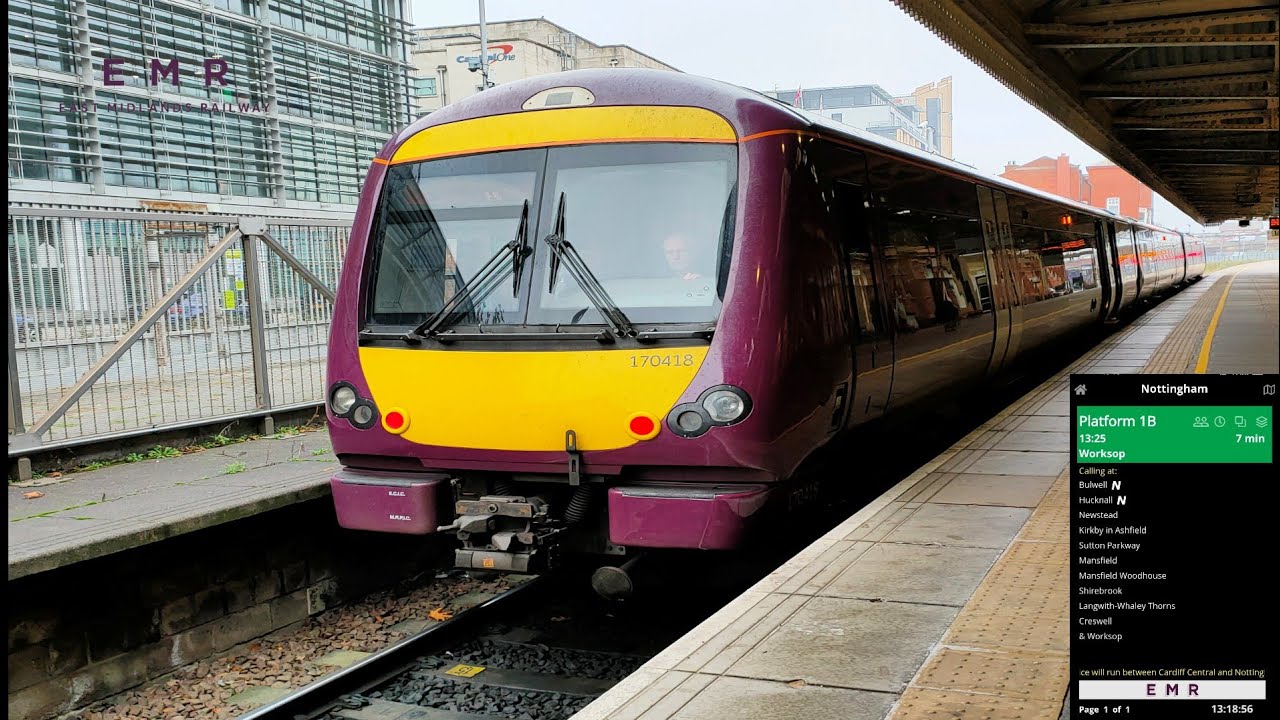 [East Midlands Railway Class 170 Turbostar] Nottingham to Worksop