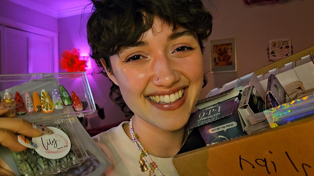 ASMR Showing You My Press On Nail Collection 💅 (chatty whispers, nail tapping and scratching)