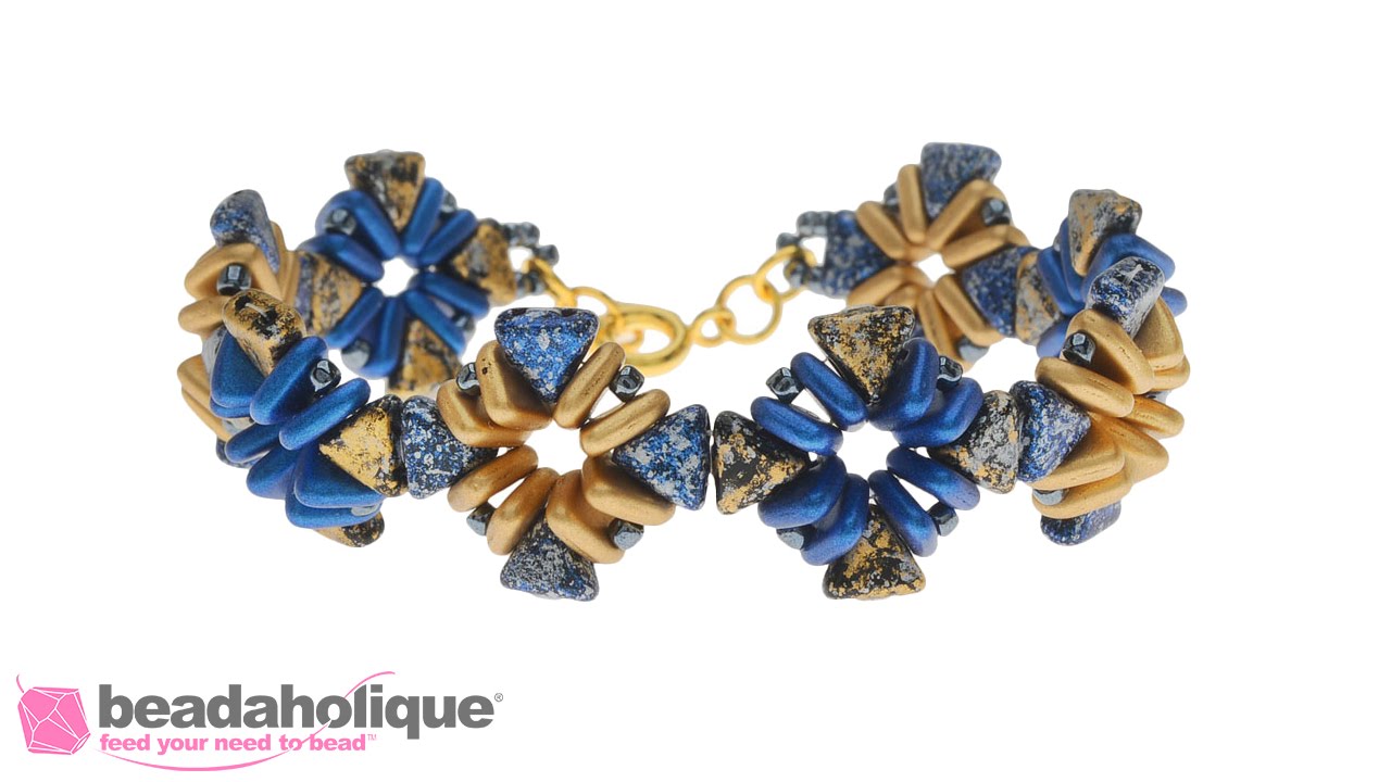 How to Make the Ancient City Bracelet using Kheops Par Puca and Czech Glass 2-Hole Triangle Beads