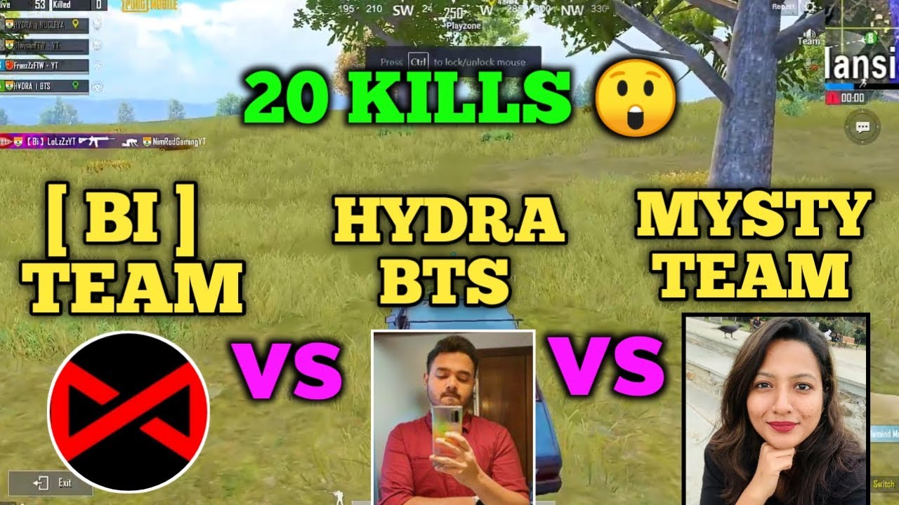 Bi team vs Hydra bts vs mysterious yt team full intense fight in the last zone | Pubg emulator