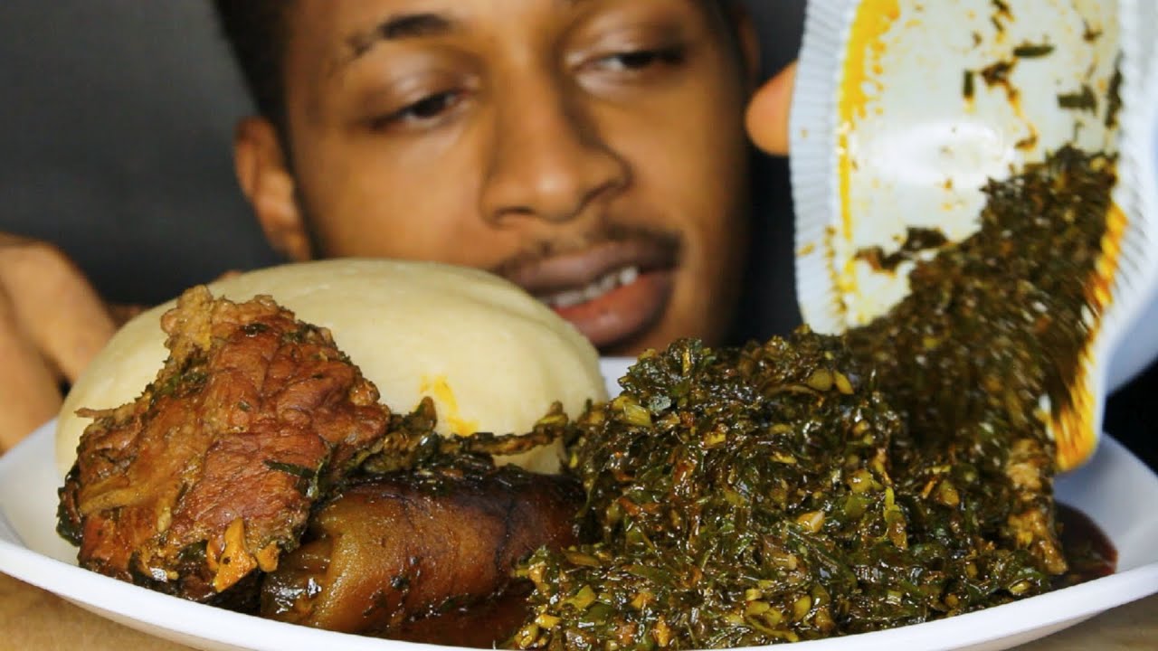 ASMR Mukbang Afang (the Pride) Soup with Semo Fufu | Cow Beef & Skin | Eating Sounds