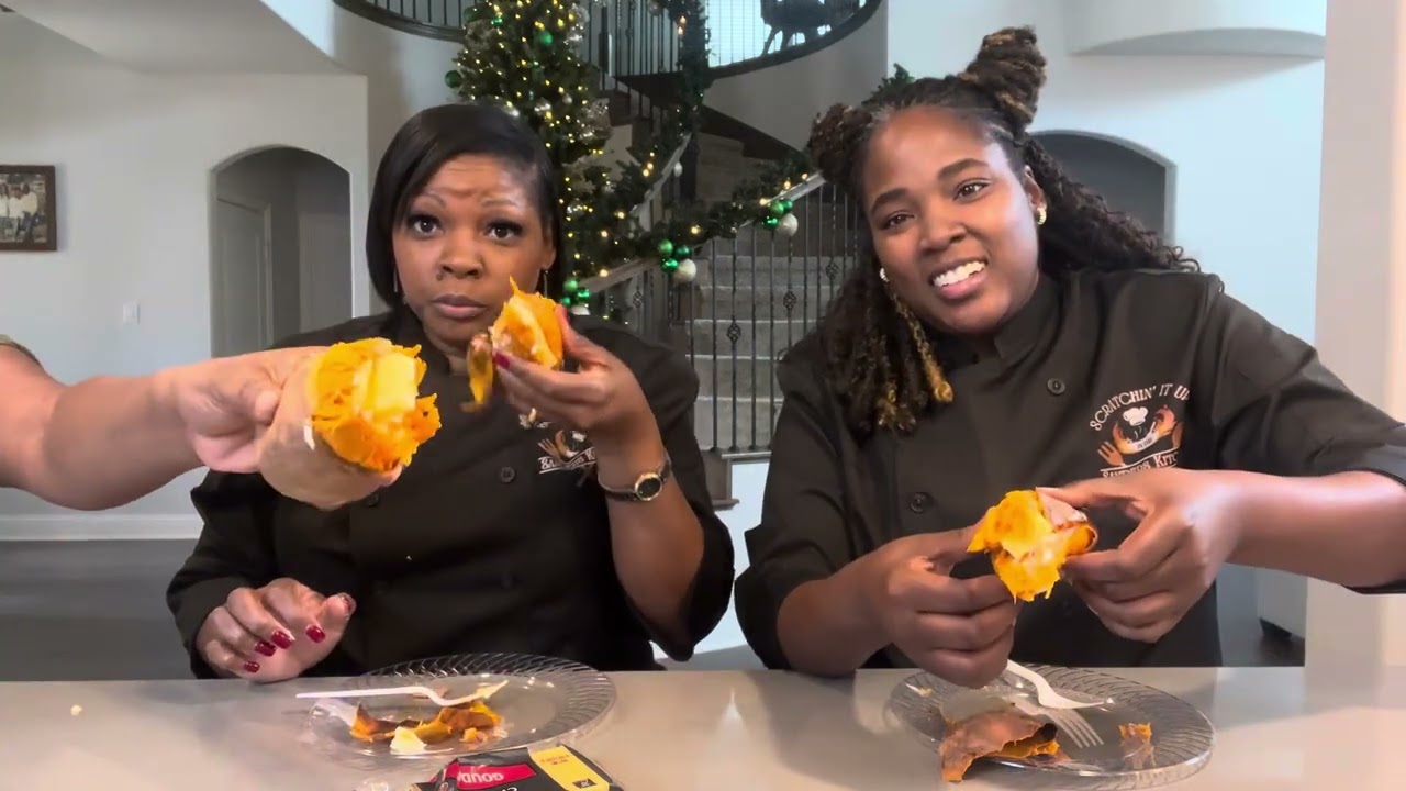 Trying the viral sweet potato by @courtneylcook0! #scratchinitupinthesanderskitchen #cookingshow ￼