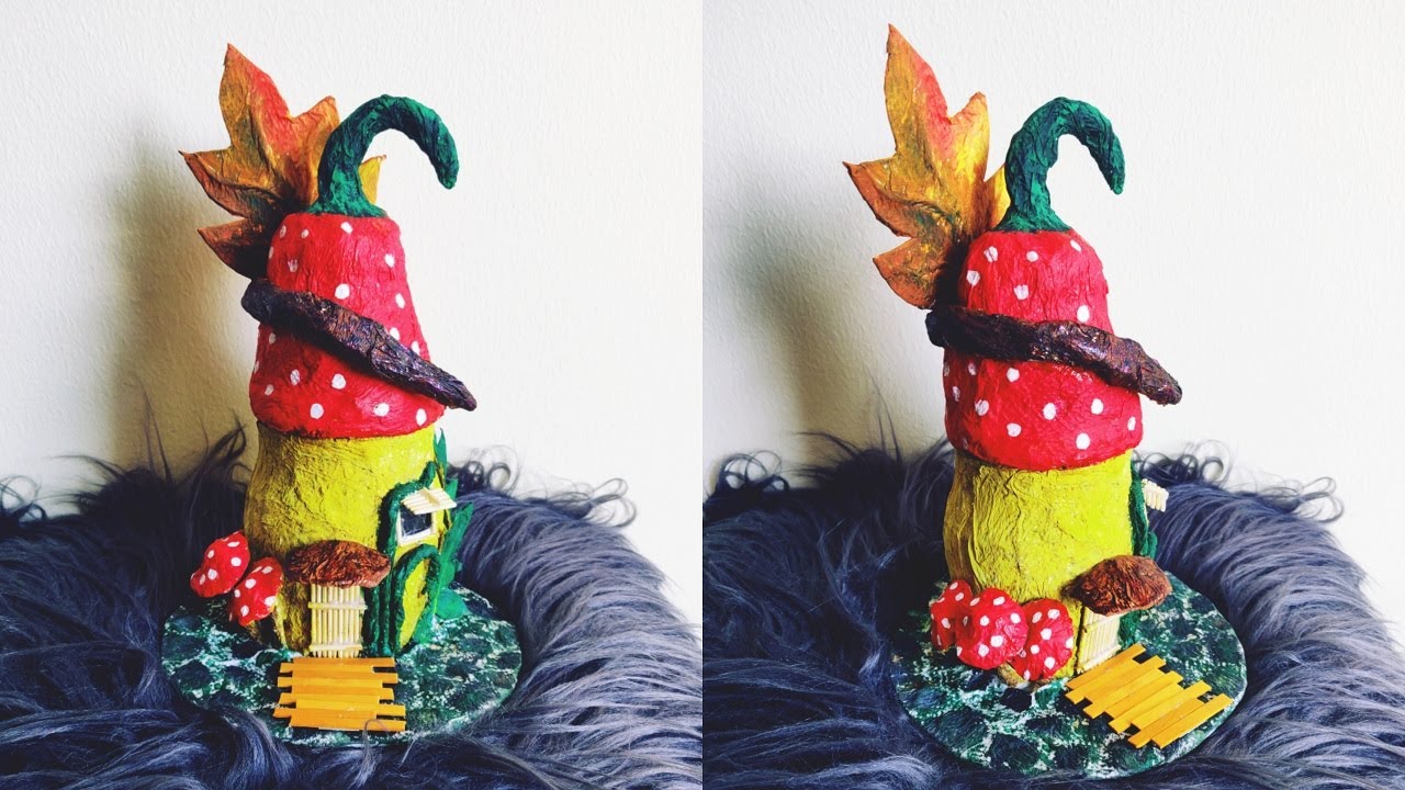 DIY ll How to Make a Mushroom Fairy House WITHOUT CLAY ll Paper Mache Tutorial