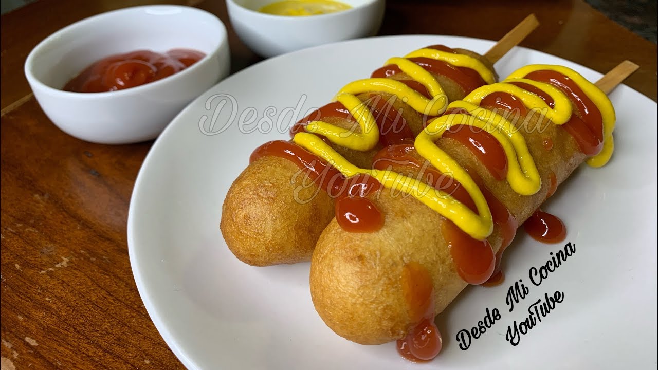 Como hacer BANDERILLAS DE SALCHICHA -Corn Dogs- || DESDE MI COCINA by Lizzy