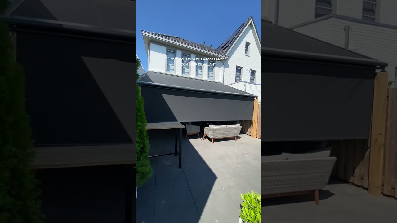 Stijlvolle &eacute;n praktische pergola zonwering  #vanbeembuitenleven #shorts  #zonwering