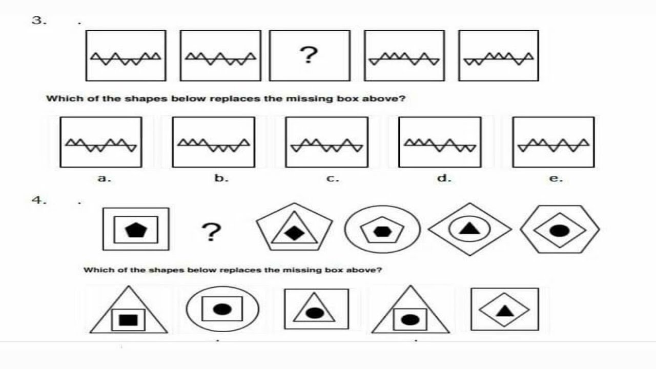 ABSTRACT REASONING | Logical Test: Which of the shapes below replaces the missing box above?