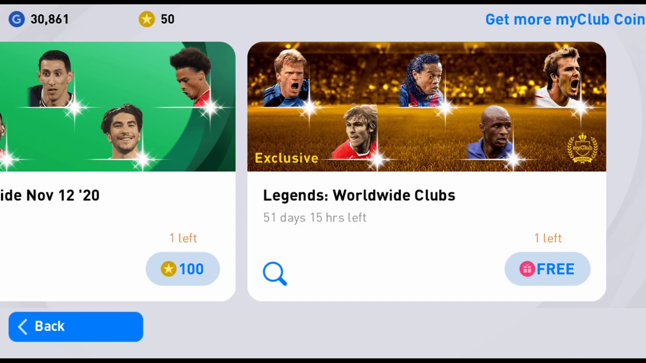 Legends : Worldwide Clubs Exclusive Pack Opening | Pes 21 Mobile (Pack 1)