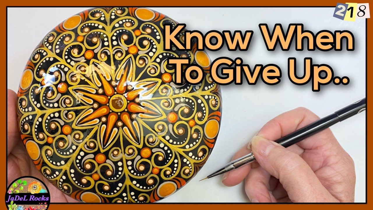 Metallic Orange Dot Art Mandala Rock Painting Tutorial