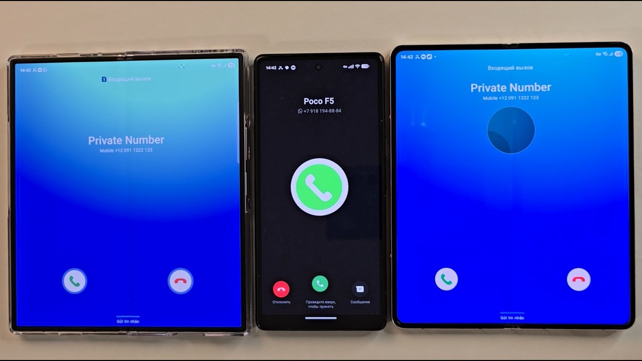 Incoming call& Double Fake call at the Same Time Samsung Galaxy ZFold4 Vs Pixel 6A Vs Samsung ZFold6