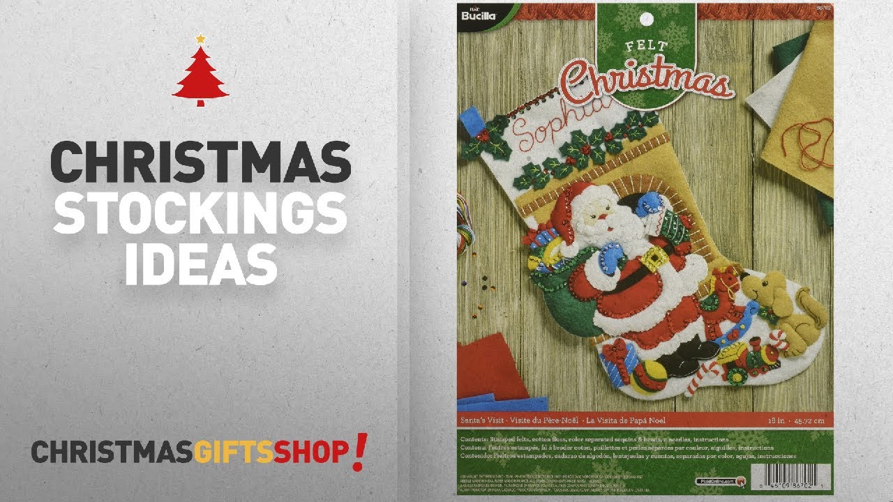 Top Christmas Stockings Kits Bucilla: BUCILLA 86702 Felt Applique Stocking Kit Santa's Visit, Size