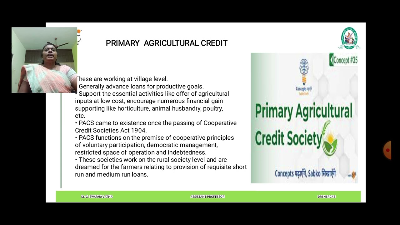 Indian Economy/primary Agricultural credit society/snsinstitutions