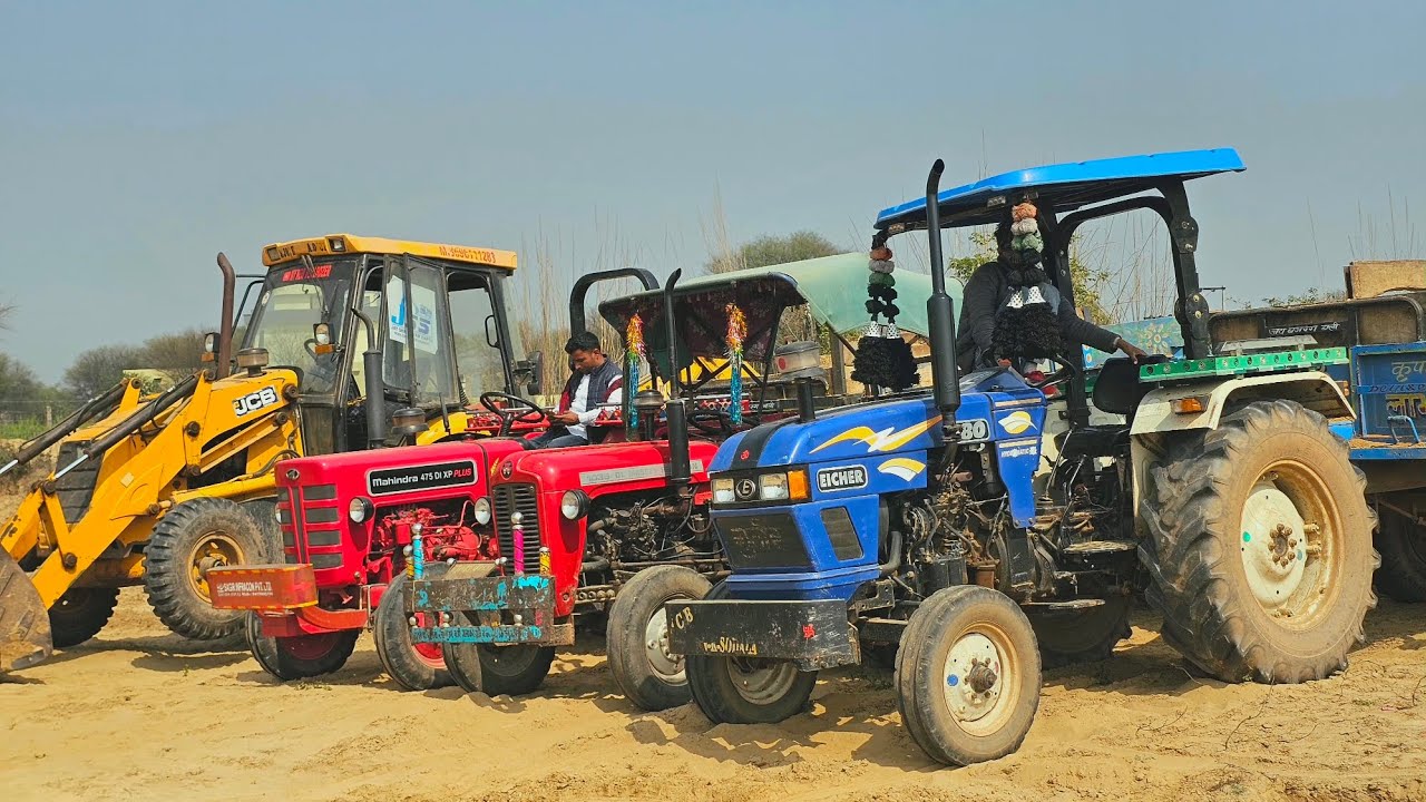 New JCB 3dx Xpert and Tractor Stuck in Mud | Mahindra 575 | Eicher 485 | Farmtrac 60 | Kubota Models