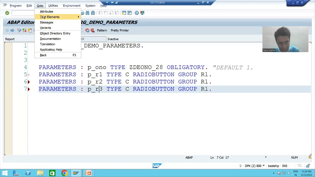 75 - ABAP Programming - Selection Screen - Parameters Part2