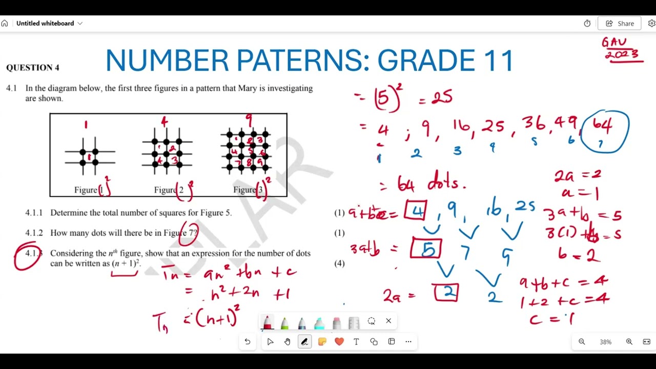 GRADE 11 NUMBER PATTERN | QUADRATIC PATTERN | PAST EXAM QUESTION| NOV 2023