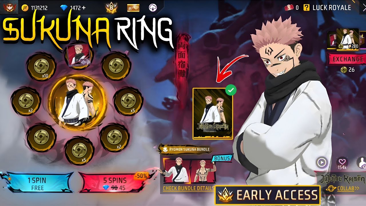 Free Fire Sukuna Ring Event | Got the Ryomen Sukuna Bundle | Early Access