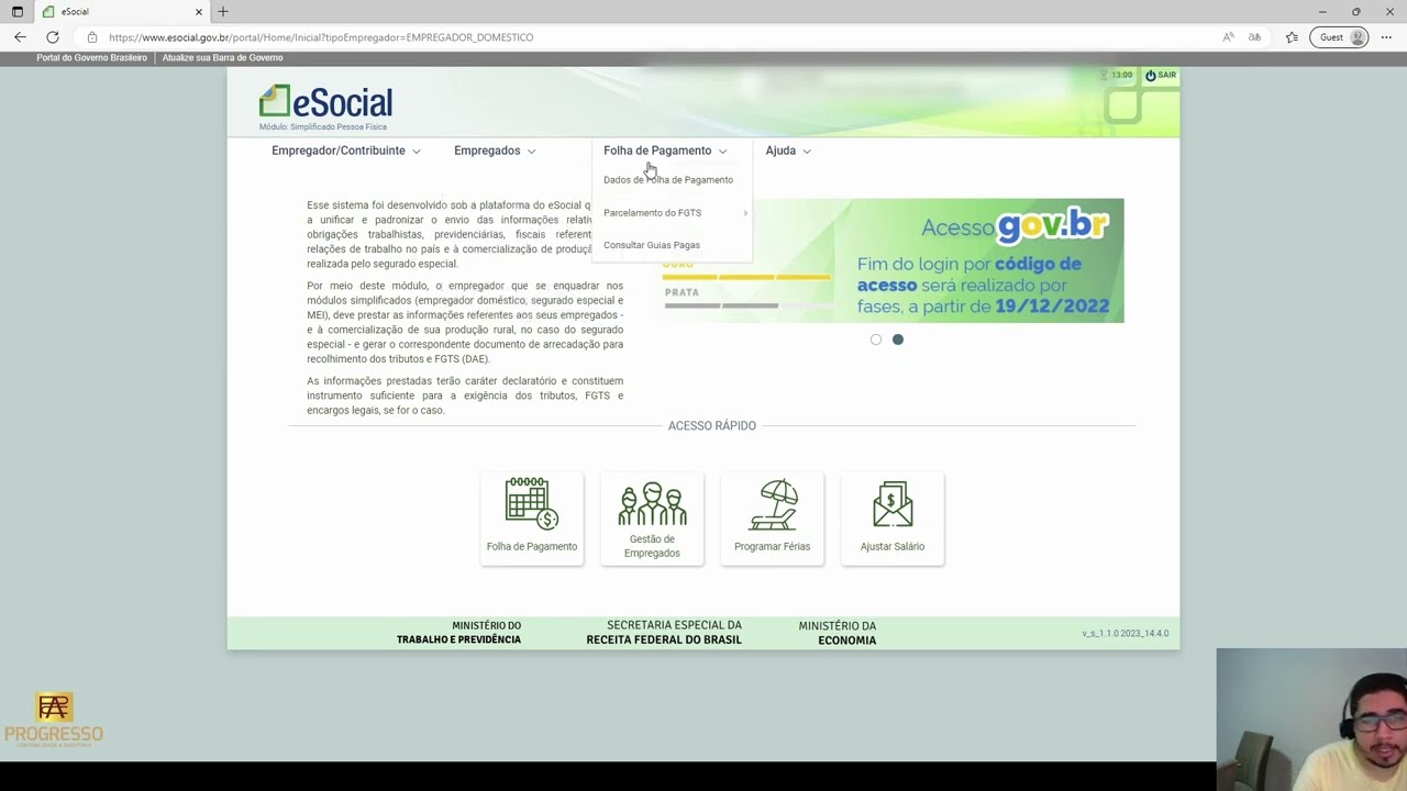 Fechando a folha de pagamento do Empregado Doméstico