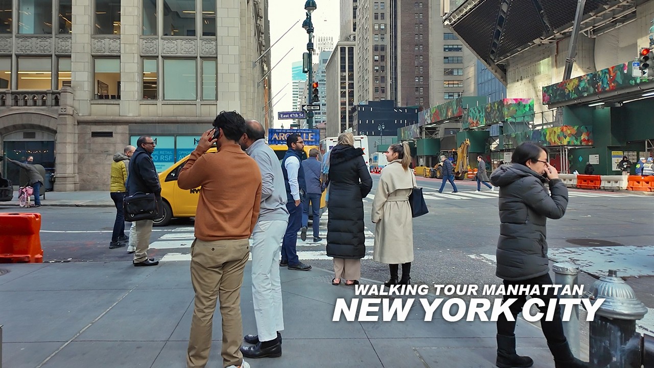 New York Manhattan Winter Walk, 34th Street, 8th Avenue, 7th Avenue, Central Park and 6th Avenue, 4K