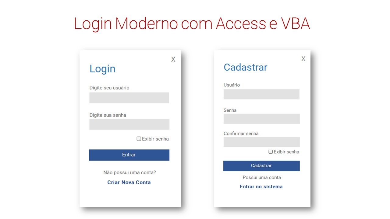 Como criar formulário de login moderno com Access e VBA - Part 1