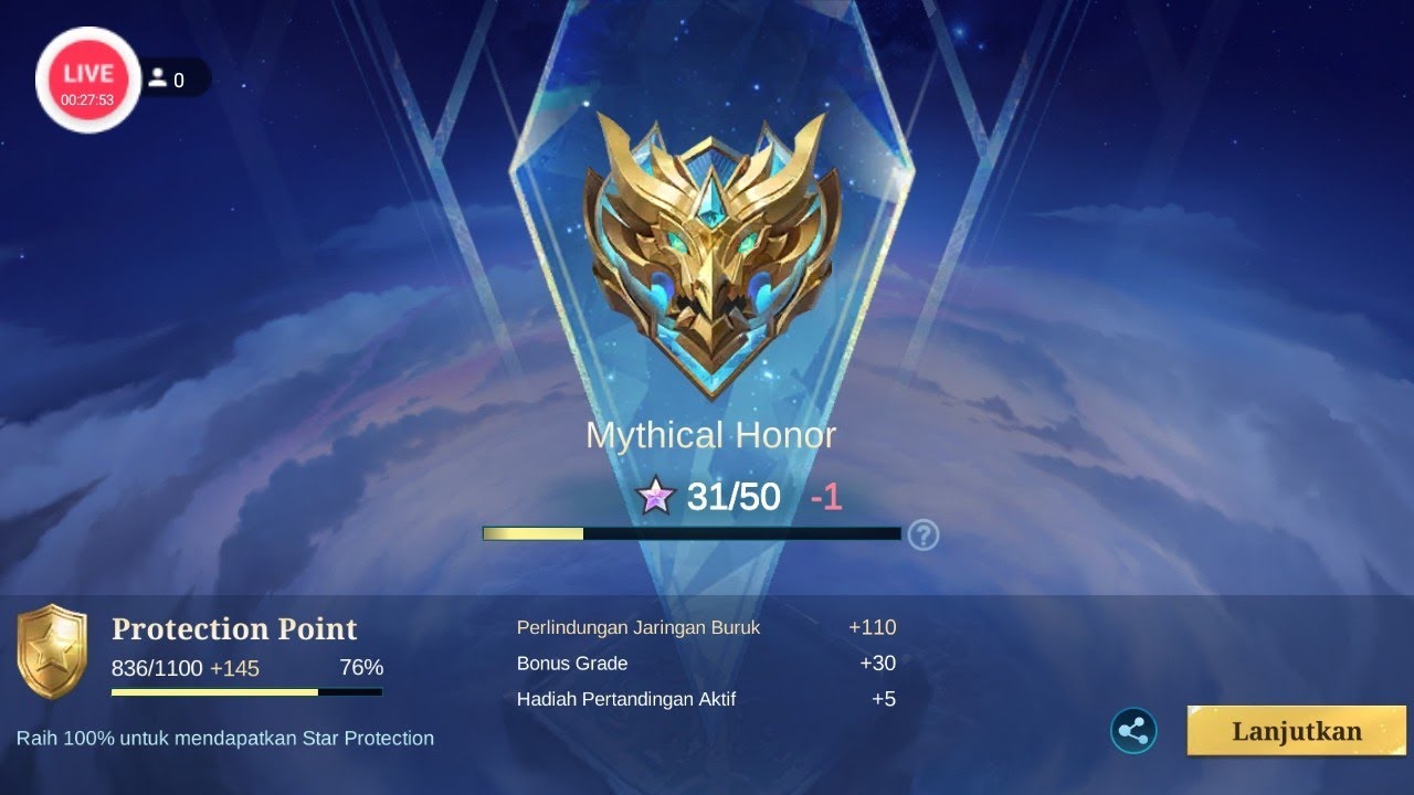 live streaming Rank Mythical Honor  Mobile legends)