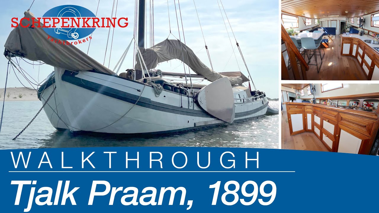 Tjalk Woonboot Praam for sale | Yacht Walkthrough | @ Schepenkring Lelystad | 4K