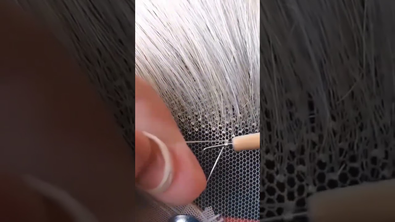 How to crochet hair on a lace net?Lace Frontal Using A Tiny Crochet Hook | Latch Hook Method