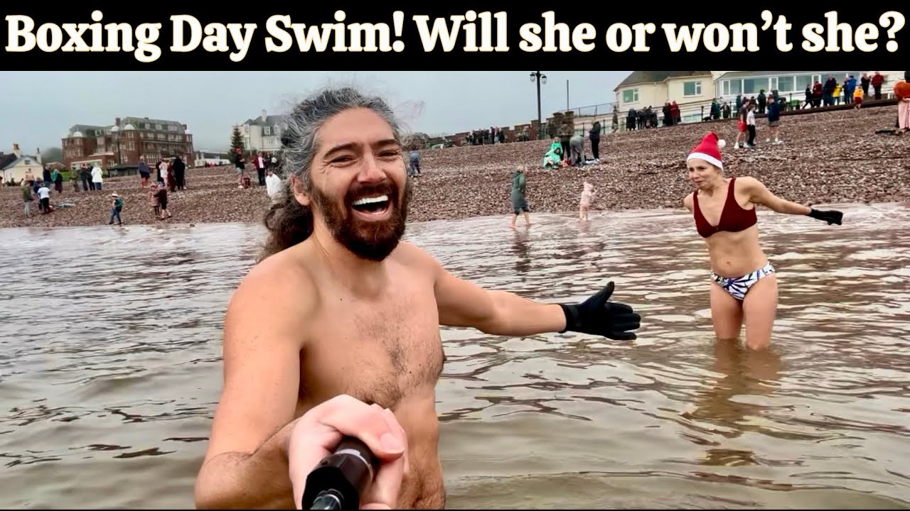 Thousands Of Locals Got In The Cold Sea For The Famous Boxing Day Swim But ALL EYES Were On My Wife😂