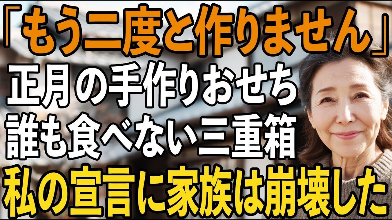 「もうやめる、二度と作りません」元旦の朝、誰も手を伸ばさない三重箱のおせちに、私は背を向けることを決意したーーその日、家族は崩壊した【シニアライフ】【60代以上の方へ】