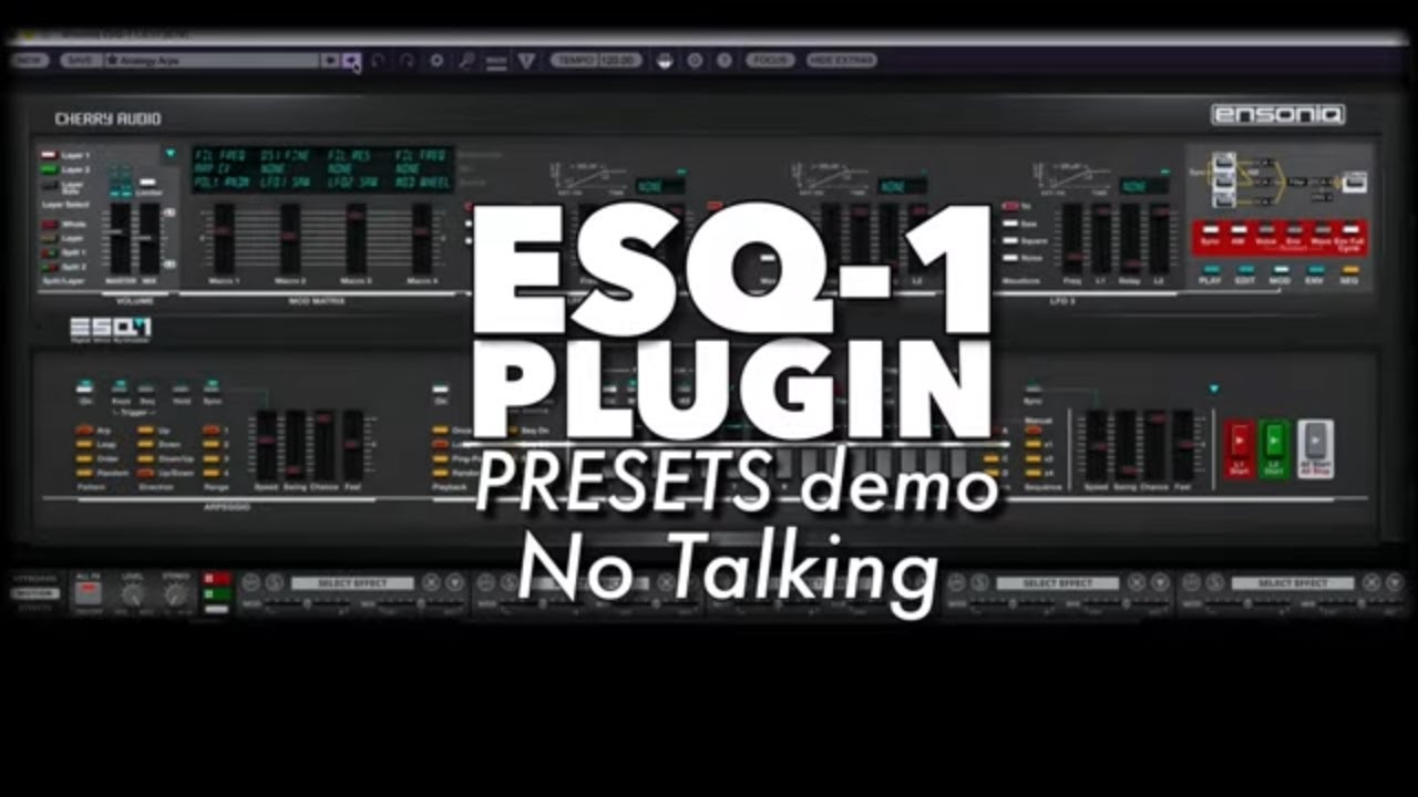 @Cherryaudio ESQ-1 plugin sound demo - no Talking