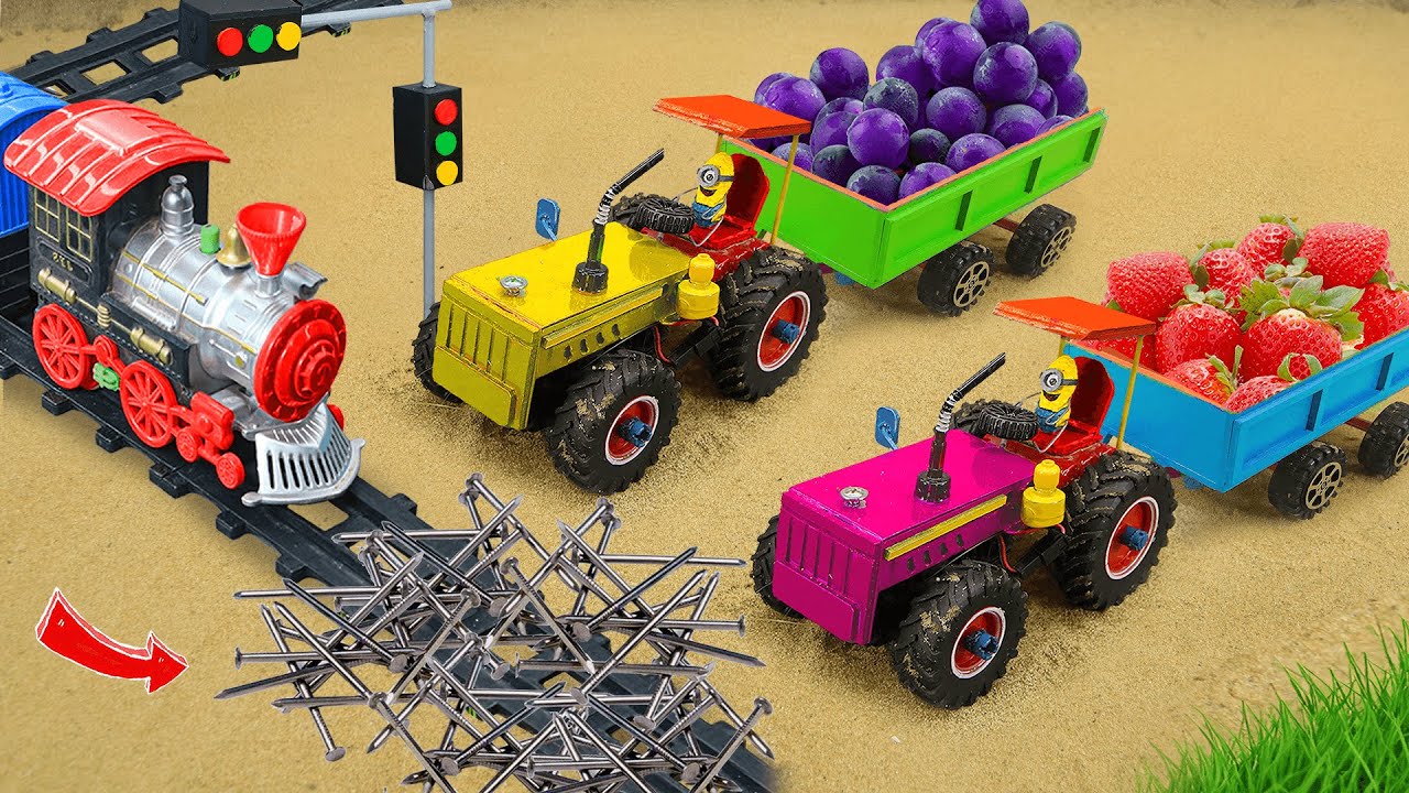 Diy tractor mini Bulldozer to making concrete road | Construction Vehicles, Road Roller #257