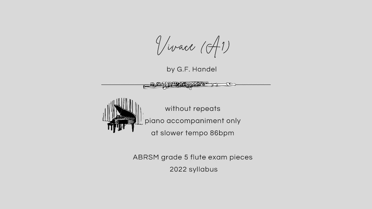 Vivace (A1) | ABRSM Grade 5 Flute 2022 | without repeats | piano accompaniment | slower tempo 86bpm