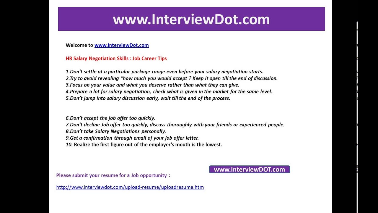 Top 10 Tips for Salary Negotation   JOb interview interviewdot