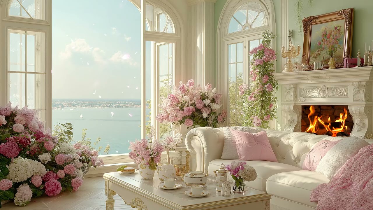 🌷🎹 Relaxing Spring Piano | White Lounge Floral | 3 Hours Stress Relief Study Focus Meditation Relax