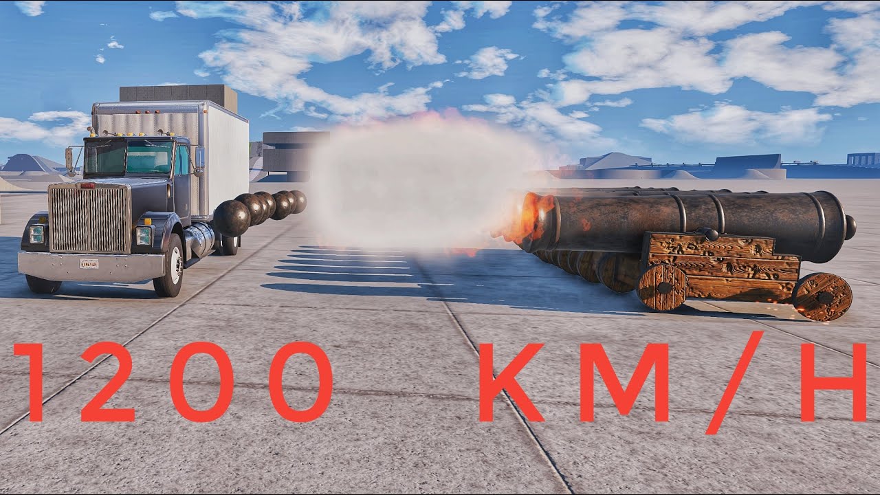 Truck vs Old Cannon #4 | 1200 KM/H | - #beamngdrive